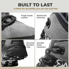 Foxelli Men’S Hiking Boots – Waterproof Breathable & Lightweight Suede Leather Hiking Boots for Men