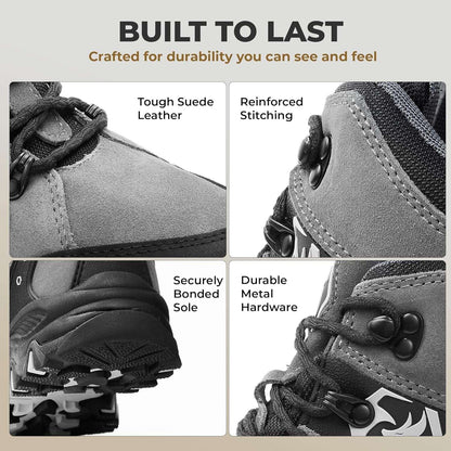 Foxelli Men’S Hiking Boots – Waterproof Breathable & Lightweight Suede Leather Hiking Boots for Men