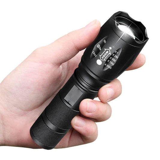 Portable LED Flashlight with T6 Bulb and 18650 Rechargeable Battery for Outdoor Camping - Peak Performance Outfitters