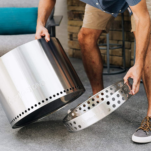 Portable bonfire stand in 304 stainless steel for use on decks under smokeless fire pits