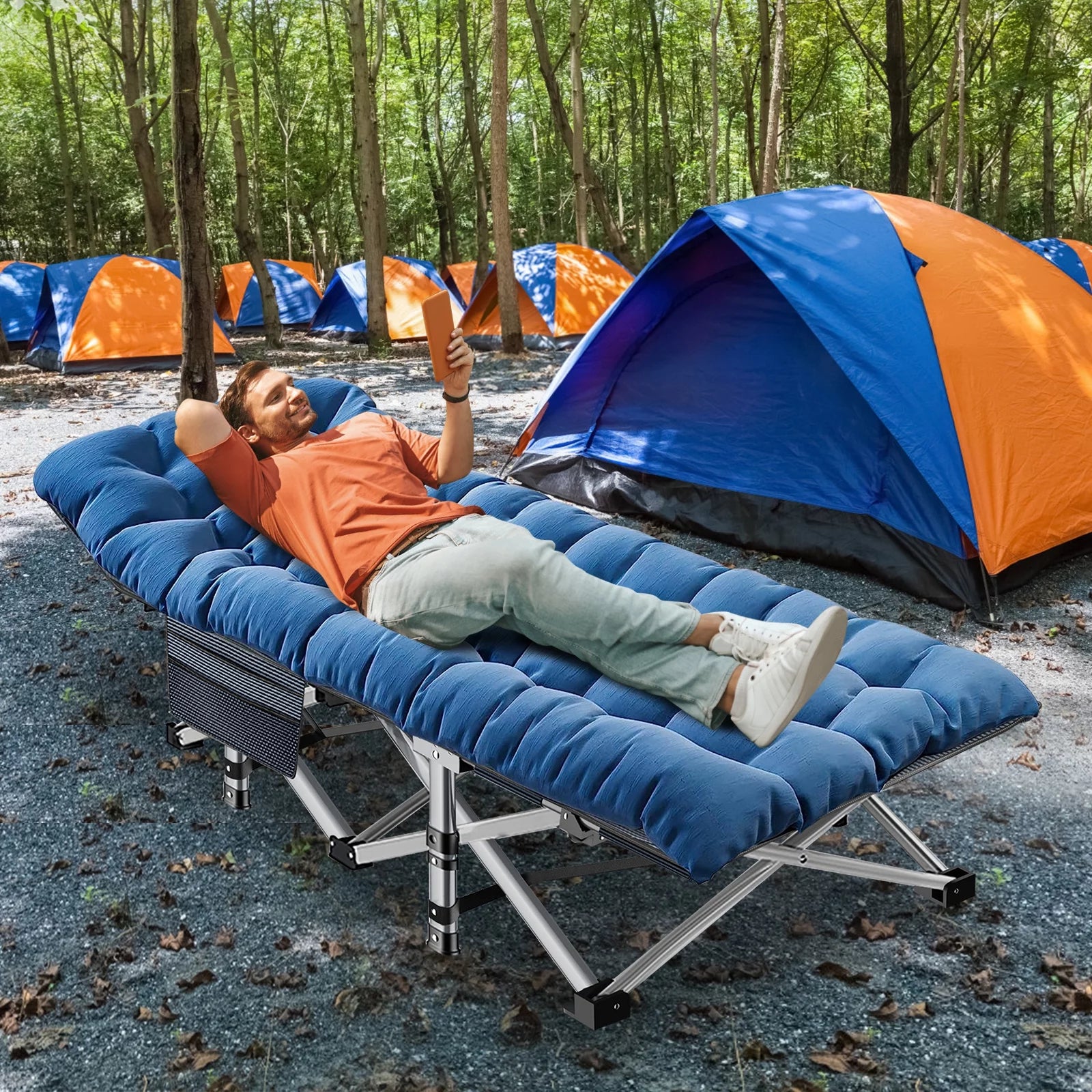 Portable Folding Camping Cot with 3.3 Inch Mattress and Carry Bag - Peak Performance Outfitters