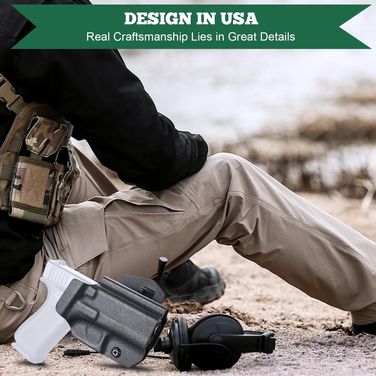 Outside Waistband Holster with Optic Cut for Glock 17/19, G43/43X, Hellcat, Taurus G2C/G3C, M&P Shield 9, M&P 9/380 Shield EZ, P320 - 1.75 Inch Paddle, Adjustable Retention - Peak Performance Outfitters