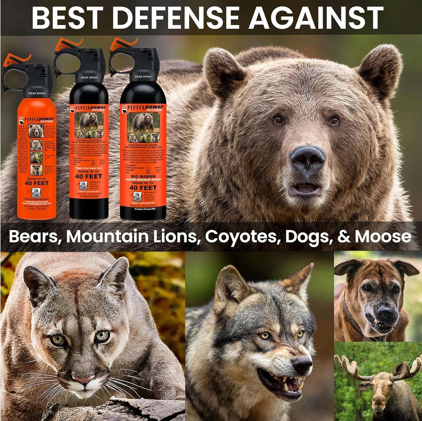 UDAP Pepper Power Magnum Bear Spray Self Defense Deterrent with Holster for Camping, Hiking, Fishing, Powerful Blast Pattern, 30 Ft Fog Barrier, 12HP, 7.9 Oz