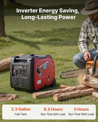 VEVOR Inverter Generator 4200W Peak Watt Quiet Generator Gas & LPG Powered