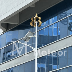Vertical axis wind turbine generator with blades, off-grid system, MPPT charger, suitable for 12V, 24V, or 48V power applications.