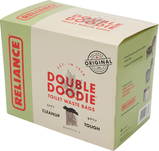 Reliance Brand Double Doodie 2L Portable Camping Toilet Plastic Waste Bags - Pack of 6