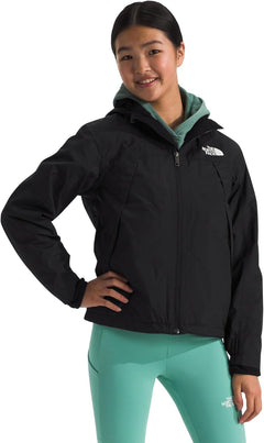 North Face Teen Antora Triclimate hiking jacket with waterproof shell, fleece inner layer, and adjustable hood with rain guard.
