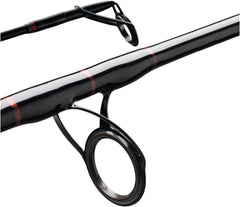 Penn Rampage boat spinning fishing rod with cork grip and durable construction, ideal for saltwater fishing from a boat.