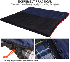 Cotton Flannel Sleeping Bag for Camping Backpacking,4 Season Adults Cold Weather Envelope Sleeping Bags with 2/3/4Lbs Filling