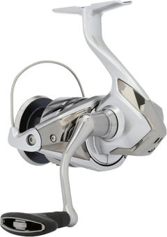 Shimano Stradic FM outdoor fishing reel with black and silver design, compact and durable for freshwater and saltwater fishing.