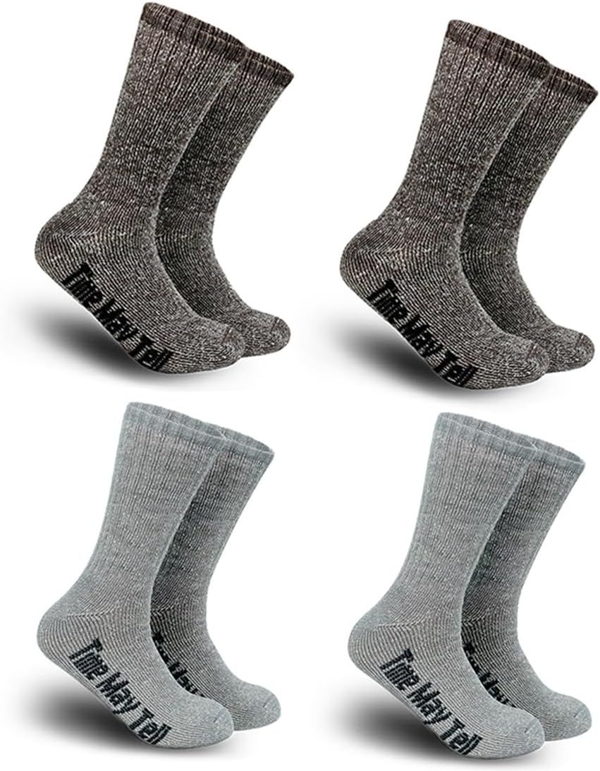 Time May Tell Men's Merino Wool Hiking Cushion Socks Thermal Warm Crew