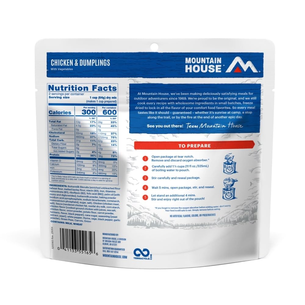 Mountain House Chicken & Dumplings Freeze Dried Backpacking & Camping Food  -6-Pack