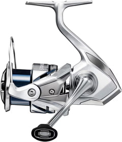 Shimano Stradic FM outdoor gear reel with black handle and silver body, designed for fishing and outdoor sports.