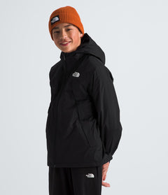 North Face Teen Antora Triclimate hiking jacket with waterproof shell, fleece layer, and adjustable hood with rain guard tunnel.