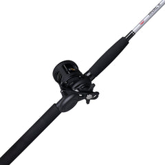 Penn Rival II level wind fishing rod and reel combo with black and silver design, suitable for freshwater and saltwater fishing.
