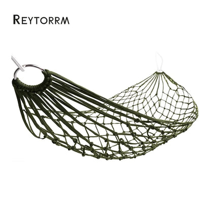 Portable nylon mesh hammock hanging bed for outdoor camping