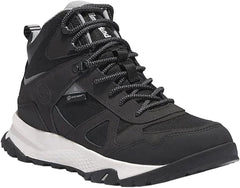 Timberland Men's Lincoln Peak Waterproof Hiking Boots shown in brown leather with rugged soles for outdoor trekking.