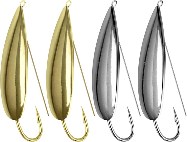 Johnson Silver Minnow weedless spoon with hammered finish and wire weed guard