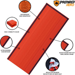 Prepared Hero Survival Bag - 2 Pack - Emergency Sleeping Bag, Thermal Bivy Sack for Camping, Hiking, Outdoor. Lightweight, Portable, Survival Shelter.