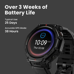 Amazfit T-Rex 3 Pro Outdoor Smart Watch 48mm Sapphire AMOLED Display, Dual-Band GPS, Offline Maps, Built-In Flashlight, Black
