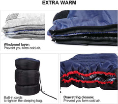Cotton Flannel Sleeping Bag for Camping Backpacking,4 Season Adults Cold Weather Envelope Sleeping Bags with 2/3/4Lbs Filling