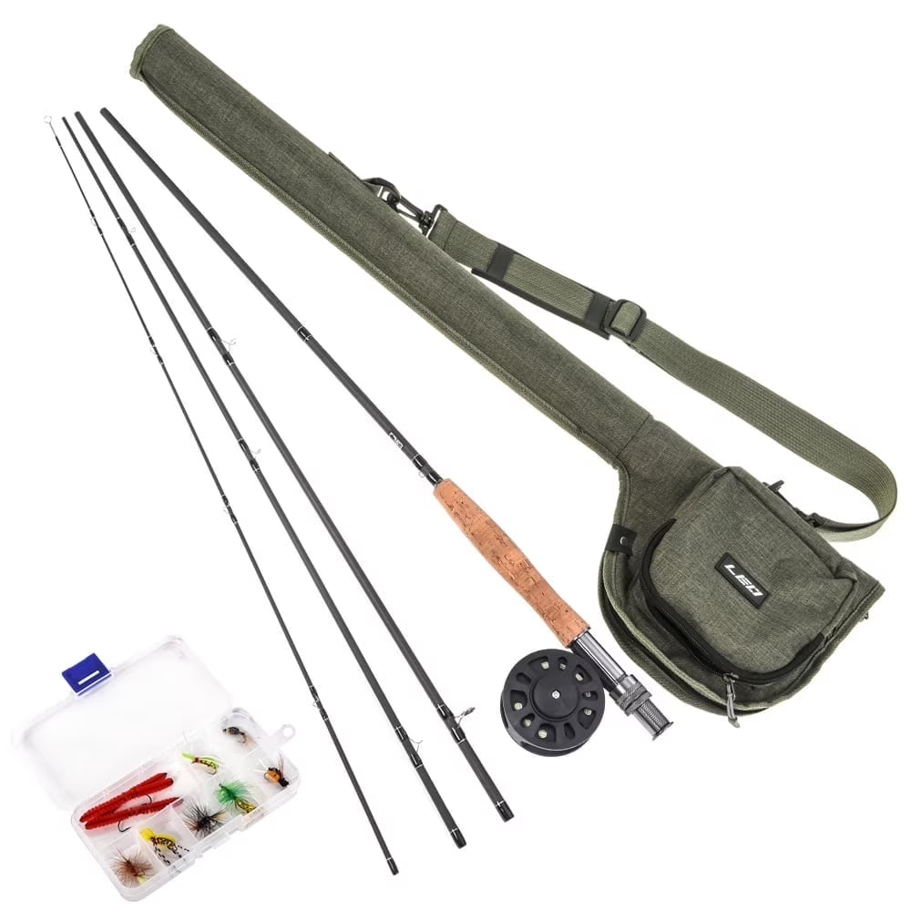 9' Fly Fishing Rod and Reel Combo with Carry Bag 10 Flies Complete Starter Package Fly Fishing Kit