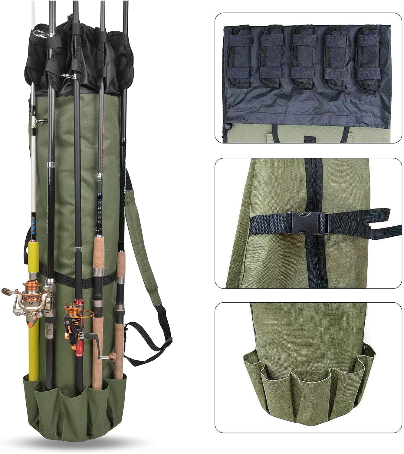 Portable Fishing Rod Case Carrier with Waterproof Canvas, Travel Carry Bag for Fishing Gear Organization - Peak Performance Outfitters