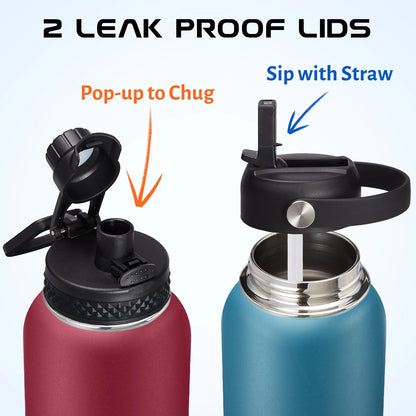 32oz Stainless Steel Insulated Water Bottle with Straw and Shoulder Carrier Bag - Peak Performance Outfitters