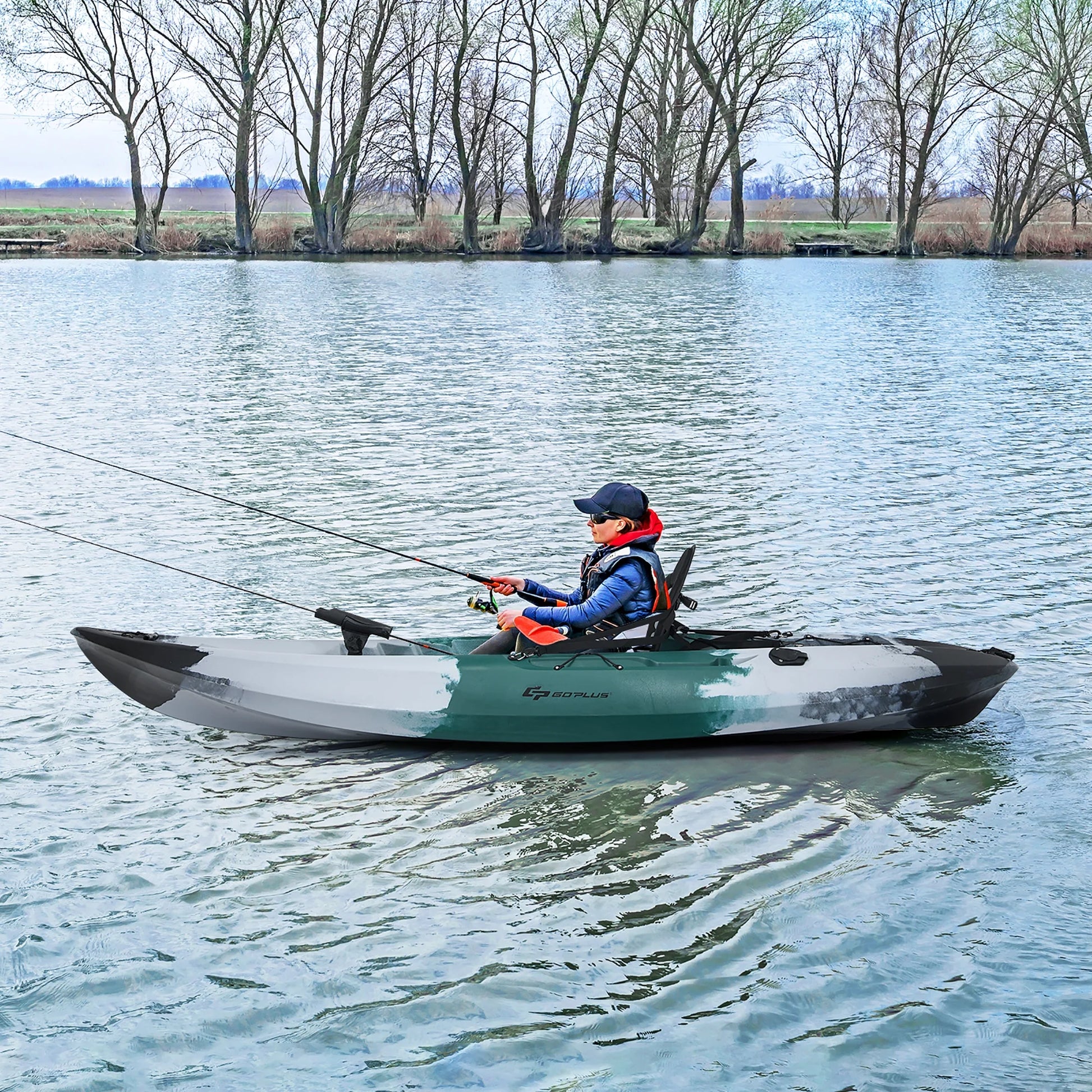 Sit-On-Top Fishing Kayak with Rod Holders and Paddle - Peak Performance Outfitters