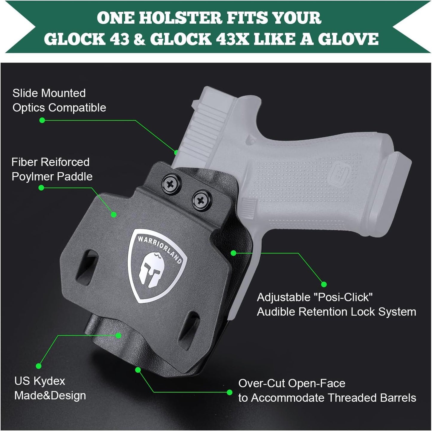 Outside Waistband Holster with Optic Cut for Glock 17/19, G43/43X, Hellcat, Taurus G2C/G3C, M&P Shield 9, M&P 9/380 Shield EZ, P320 - 1.75 Inch Paddle, Adjustable Retention - Peak Performance Outfitters