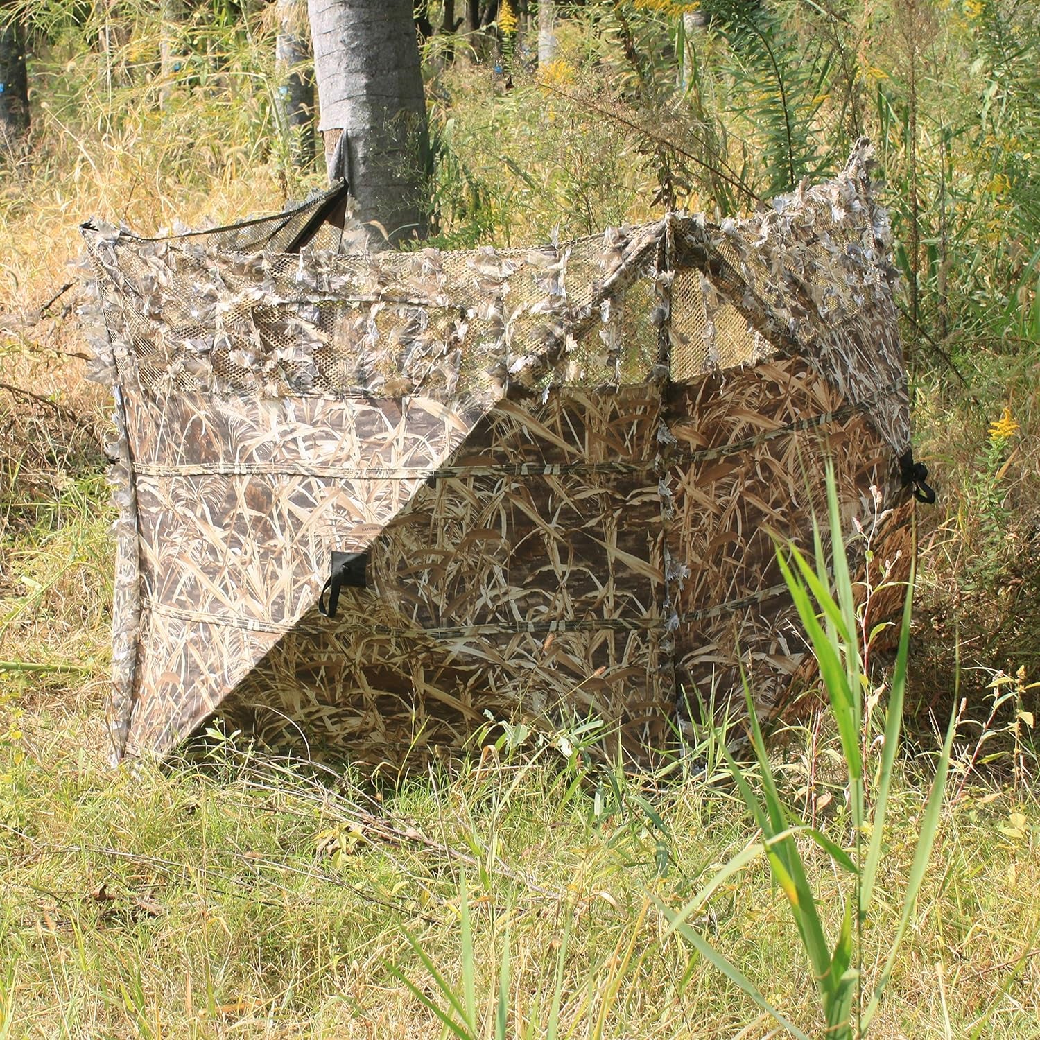 Portable Pop-Up Ground Blind for Deer, Duck, and Turkey Hunting - Quick Setup, Lightweight, Green/Brown/Dry Grass Design - Includes Ground Peg - Peak Performance Outfitters