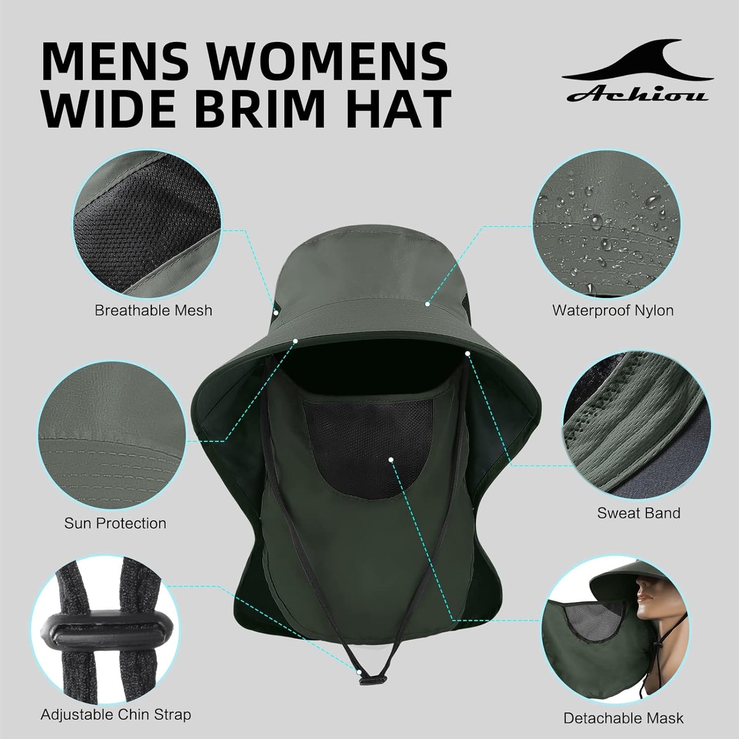 Wide Brim UV Sun Protection Fishing Hat with Neck Flap for Men and Women - Peak Performance Outfitters