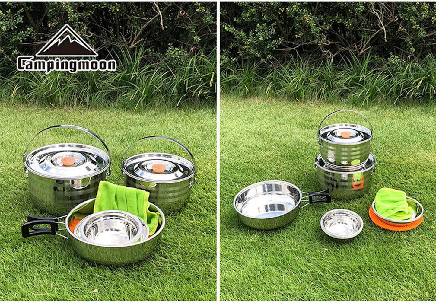 Stainless Steel Outdoor Camping Cookware Set with Storage Carrying Bag - Peak Performance Outfitters