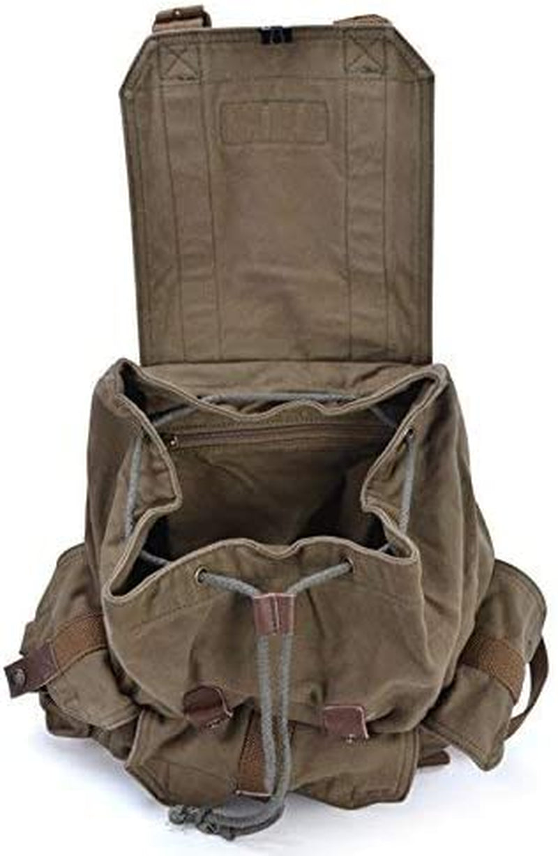 High Density Thick Canvas Backpack Rucksack in Army Green - Large - Peak Performance Outfitters