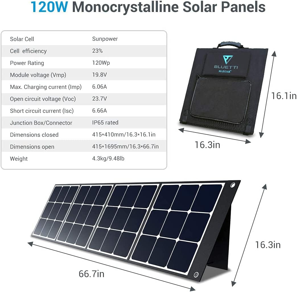 AC200P Solar Generator with Panels Included 2000W Portable Power Station with 3Pcs Foldable Solar Panel 120W SP120, Solar Power Generator for Van House Outdoor Camping