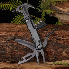 Multitool pliers with built-in claw hammer and nylon sheath for survival and camp