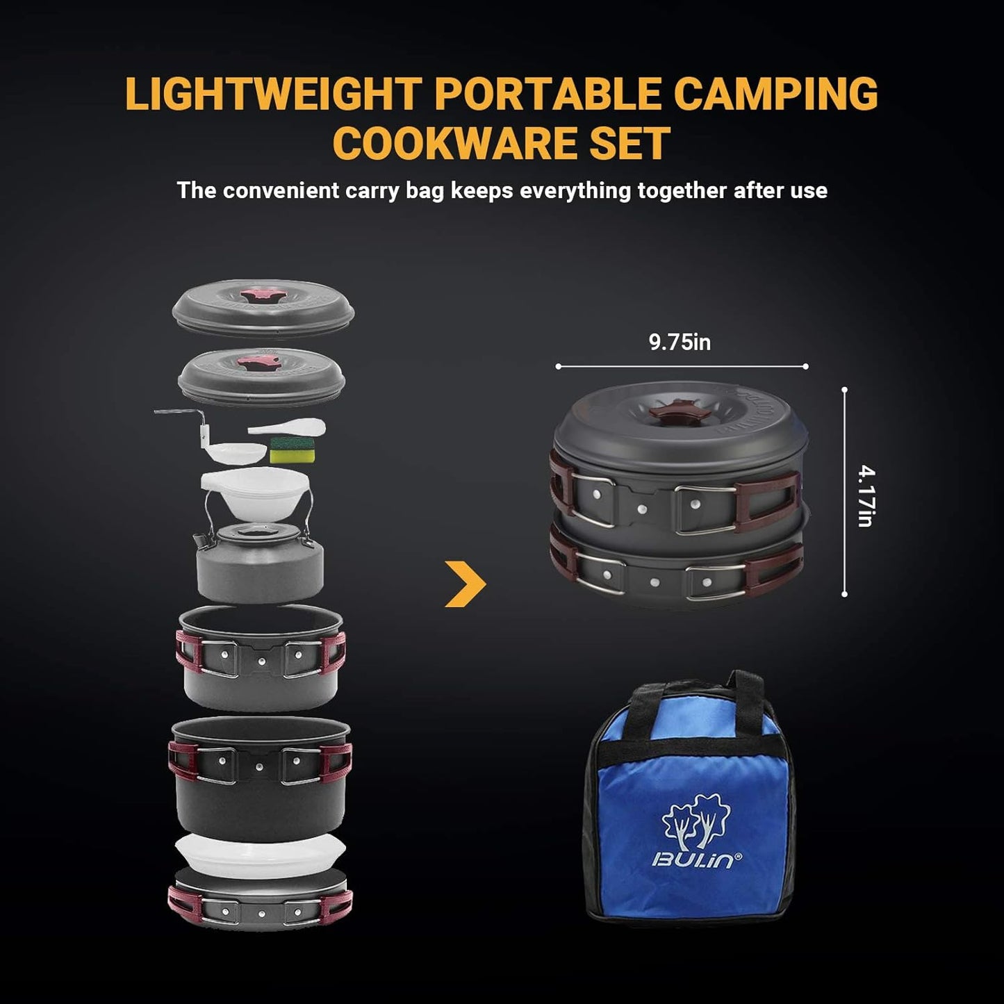 Outdoor Camping Cookware Set - Lightweight Pots, Pans, and Cooking Gear for Family Hiking and Picnics