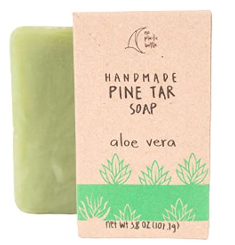 Aloe Vera Pine Tar Handmade Soap Bar - Hot Pressed, Biodegradable, Sustainable, All-Natural Body Wash - Aloe Scent, 3.8 oz - Peak Performance Outfitters