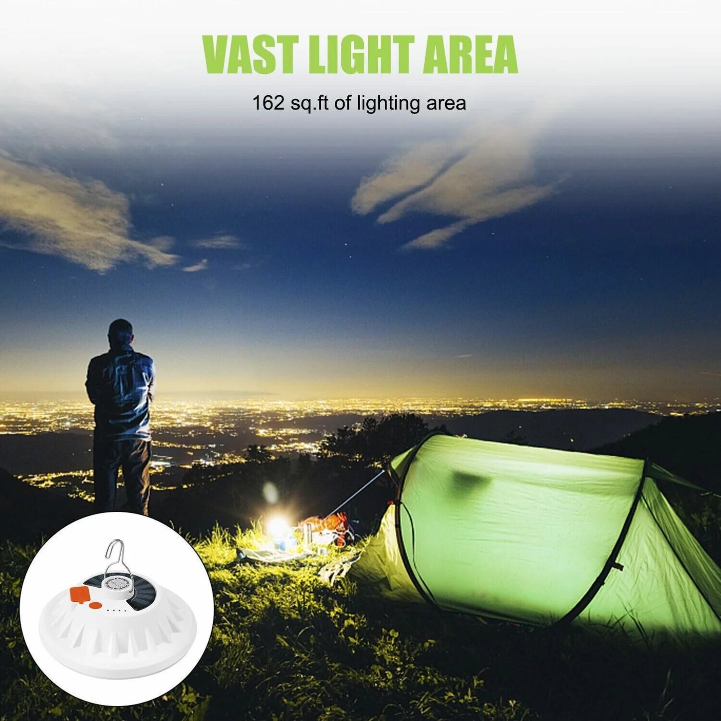 Outdoor Camping Tent Light with 60 LED, Rechargeable USB & Solar Powered - Ideal for Hiking - Peak Performance Outfitters