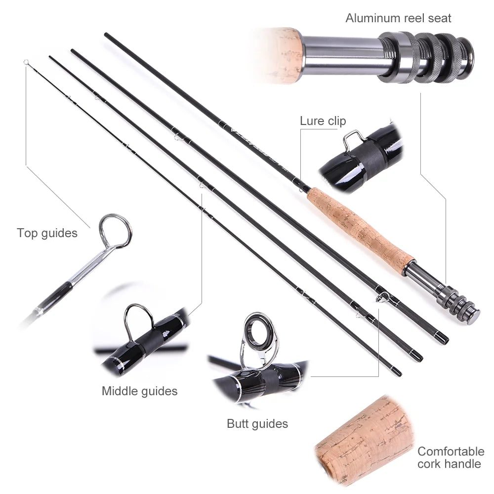 9' Fly Fishing Rod and Reel Combo with Carry Bag 10 Flies Complete Starter Package Fly Fishing Kit