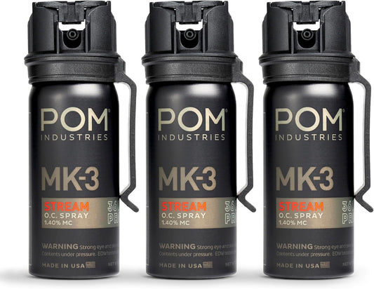 POM MK3 Pepper Spray, Belt Clip Model, Maximum Police Strength OC with UV Marking Dye, Quick Flip Top Safety, 360° Performance at Any Angle, Powerful Accurate Stream, 18 ft Range, 1.8 fl oz