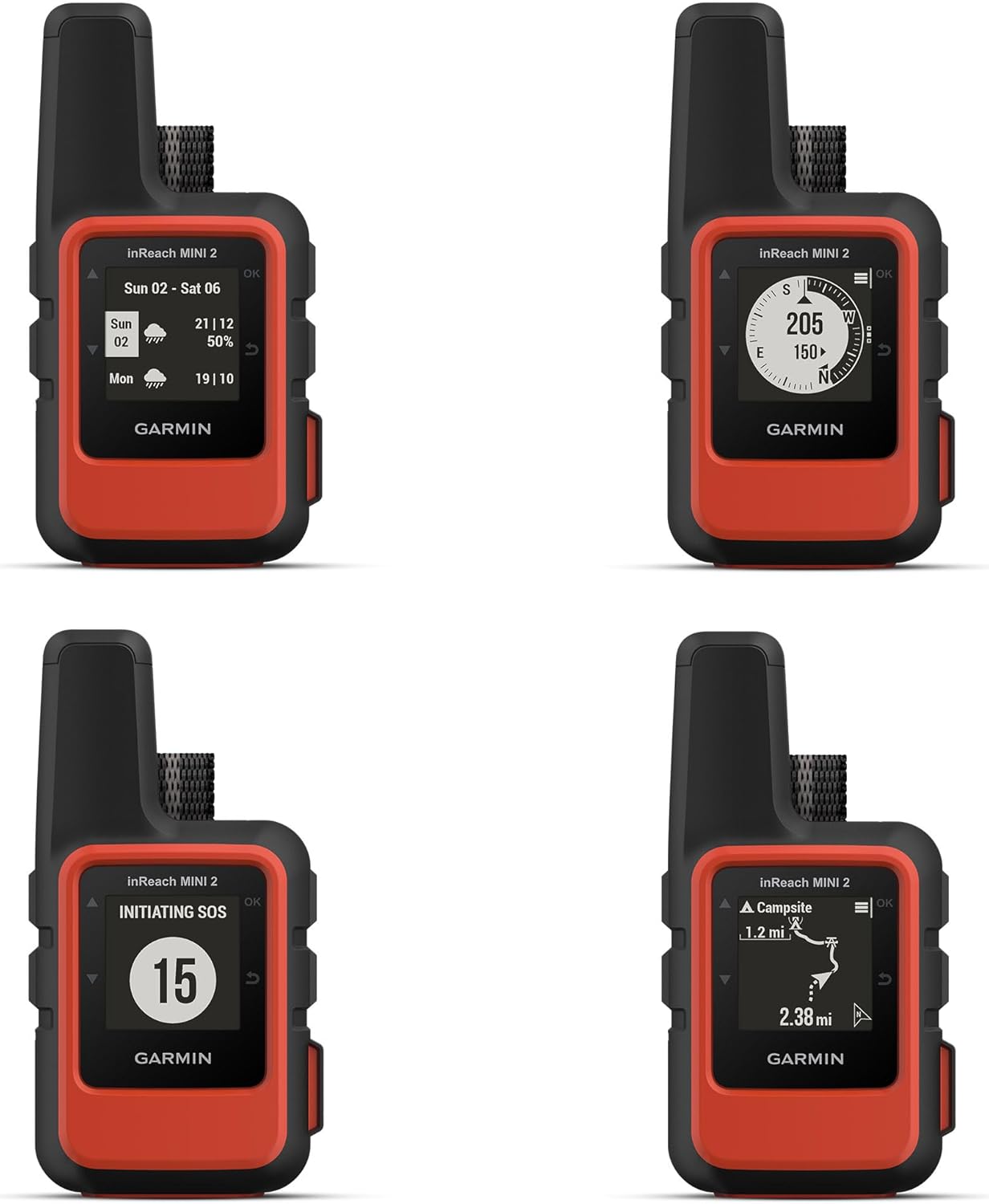 Garmin inReach Mini 2 Satellite Communicator, Lightweight Compact Rugged Design, Portable GPS Handheld for Hiking, Two-Way Text Messaging Device Bundle with Accessories (Flame Red)