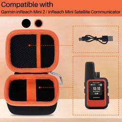 Lebakort Hard Case Compatible with Garmin Inreach Mini 2 / Inreach Mini Lightweight Compact Satellite Communicator Hiking Handheld 010-02602-00/010-02602-01/010-01879-00 (Black + Orange Case)