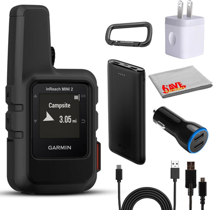 Garmin inReach Mini 2 Satellite Communicator, Lightweight Compact Rugged Design, Portable GPS Handheld for Hiking, Two-Way Text Messaging Device Bundle with Accessories (Flame Red)