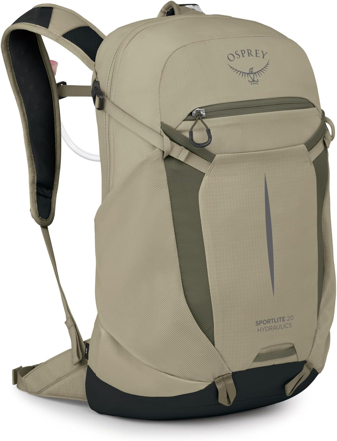 Osprey Sportlite hiking backpack showing AirSpeed ventilated back panel and hydration port