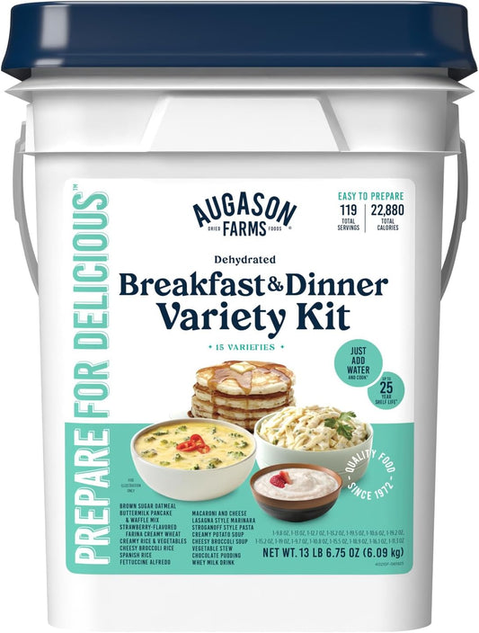 Augason Farms Breakfast and Dinner Variety Pail - 119 Servings
