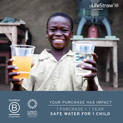 LifeStraw Peak Series personal water filter in mountain blue, compact hydration gear for hiking, camping, travel, and emergencies.