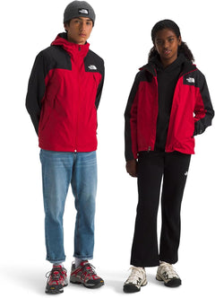North Face Teen Antora Triclimate hiking jacket with waterproof shell, fleece layer, and adjustable hood with rain guard tunnel.