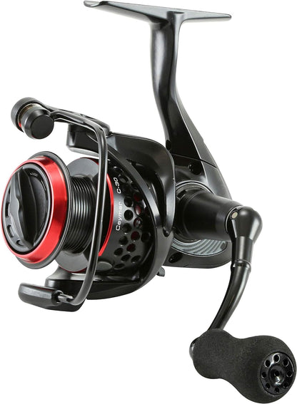 Okuma Ceymar reel showing 8 ball bearing system and graphite lightweight construction