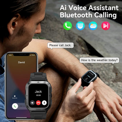 AMAZTIM smart watch showing compass and barometric altimeter for outdoor navigation